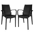 Kd Americana 35 x 21 x 22 in. Kent Outdoor Dining Arm Chair, Black, 2PK KD3583716